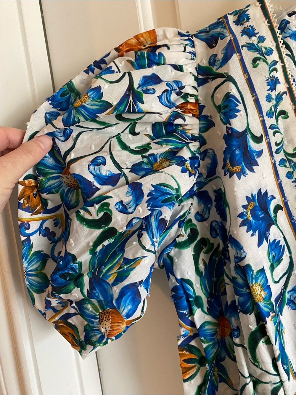 NWT Farm Rio - Off-White Flora Tile Smocked Blouse M - Picture 6 of 6